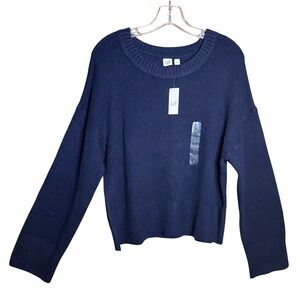 NWT GAP Women's Size Large Navy Blue CashSoft Crewneck Sweater